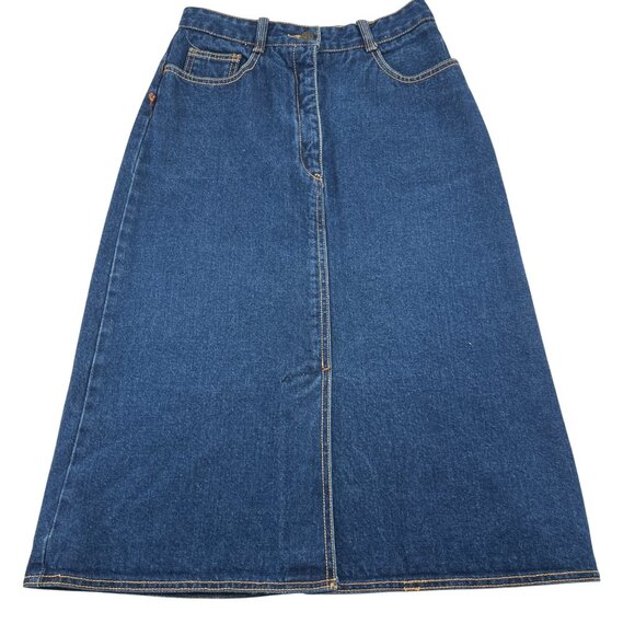 Jordache Vintage Denim A-Line Skirt Women's Size 7 100% Cotton Blue - Picture 1 of 5